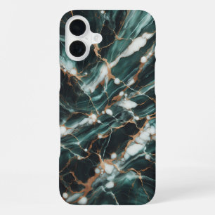 Para iPhone 16 Plus Funda de teléfono de mármol verde esmeralda de luj