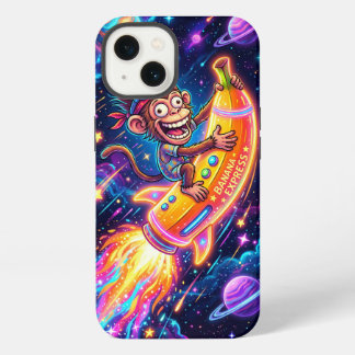 Funda de teléfono de mono montando un cohete de ba