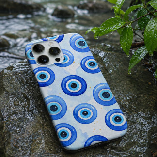 Para iPhone 16 Pro Max Funda de teléfono de ojo turco azul acuarela
