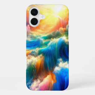 Para iPhone 16 Plus Funda de teléfono de olas del océano artísticas