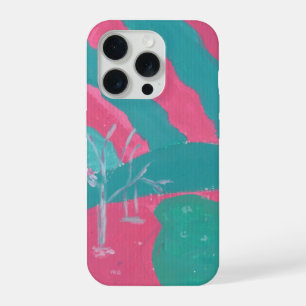Funda de teléfono de paisaje minimalista rosa y ve
