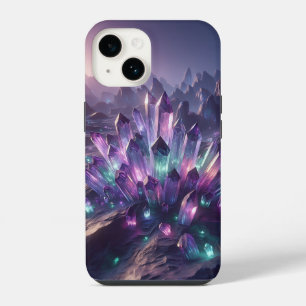 Para iPhone 14 Funda de teléfono de racimo de cristal púrpura lum