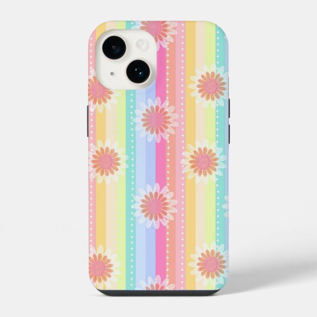 Para iPhone Funda de teléfono de rayas de arcoíris de margarit (Reverso )
