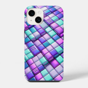 Para iPhone 14 Funda de teléfono de rejilla tecnológica iridiscen