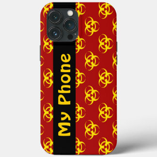 Para iPhone 13 Pro Max Funda de teléfono de riesgo biológico rojo y amari