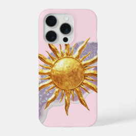 Funda de teléfono estética de sol dorado – Rosa 