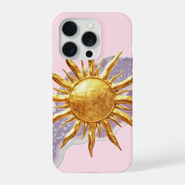 Para iPhone Funda de teléfono estética de sol dorado – Rosa  (Reverso )