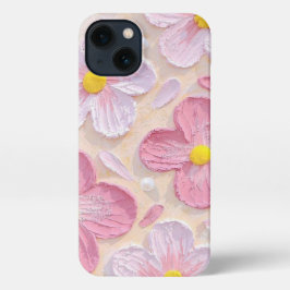 Funda de teléfono estética floral rosa linda