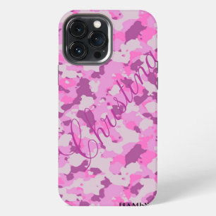 Para iPhone 13 Pro Max Funda de teléfono extrema HAMbWG - Camuflaje rosa 