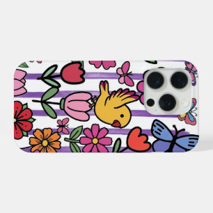 Funda de teléfono floral caprichosa jardín de pája