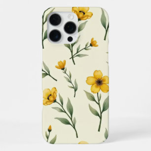 Para iPhone 16 Pro Max Funda de teléfono floral de acuarela amarilla