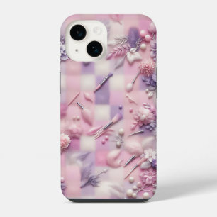 Para iPhone 14 Funda de teléfono floral y maquillaje pastel chic 