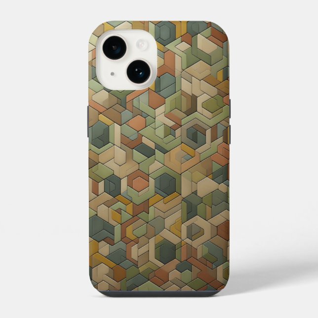 Para iPhone Funda de teléfono geométrica hexagonal tono tierra (Reverso )