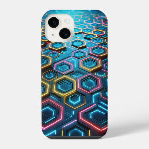 Para iPhone 14 Funda de teléfono hexagonal futurista con luz - Ci