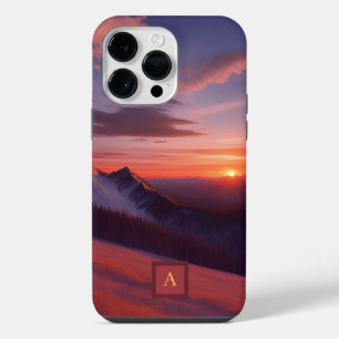 Para iPhone 14 Pro Max Funda de teléfono móvil de puesta de sol en la mon