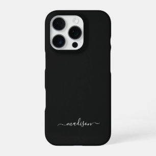 Para iPhone 16 Pro Funda de teléfono negra personalizada con nombre p