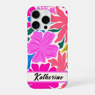 Para iPhone 16 Pro Funda de teléfono personalizada con monograma flor