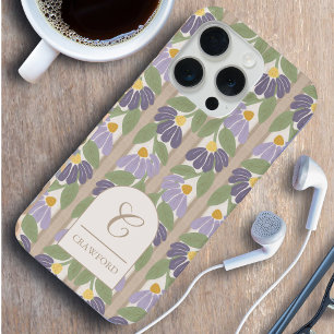 Funda de teléfono personalizada con rayas florales