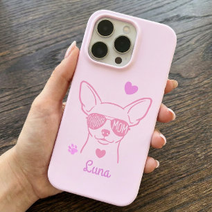 Para iPhone 16 Pro Funda de teléfono personalizada de Chihuahua rosa 