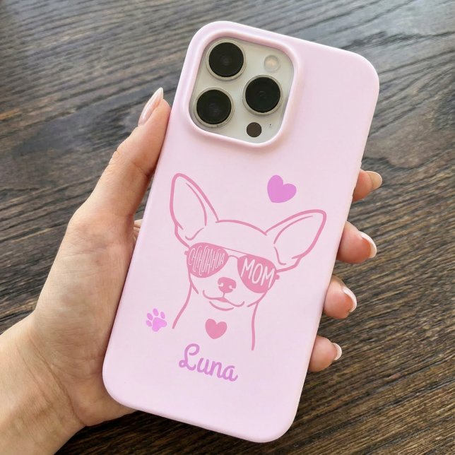 Para iPhone Funda de teléfono personalizada de Chihuahua rosa  (Subido por el creador)