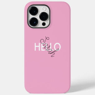 Funda Para iPhone 14 Pro Max Funda de teléfono rosa personalizada con "Hola" y