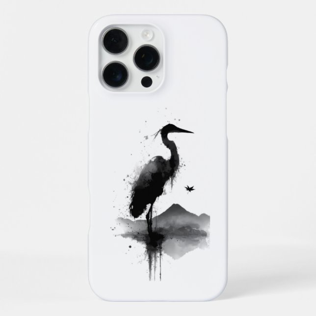 Para iPhone Funda de teléfono Zen con grulla Sumi-e japonesa (Reverso )