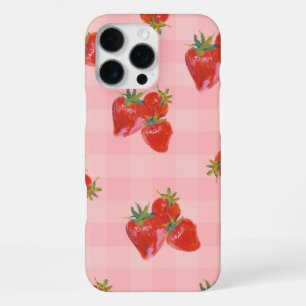 Para iPhone 16 Pro Max Funda estética de fresa   Vibraciones de frutas fr