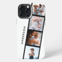 Funda moderna de tipografía de collage de 4 fotos 