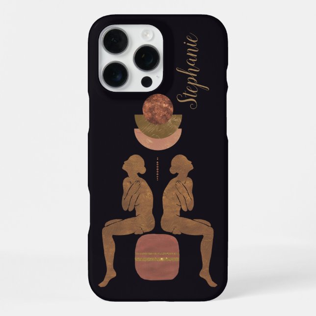 Para iPhone Funda monograma de equilibrio celestial (Reverso )