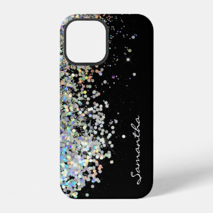 Para iPhone 12 Funda personalizada con nombre de purpurina platea