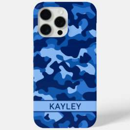 Para iPhone 15 Pro Max Funda personalizada de camuflaje azul Case-Mate pa