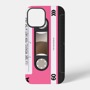 Para iPhone 12 Funda personalizado de cinta retro rosa caliente