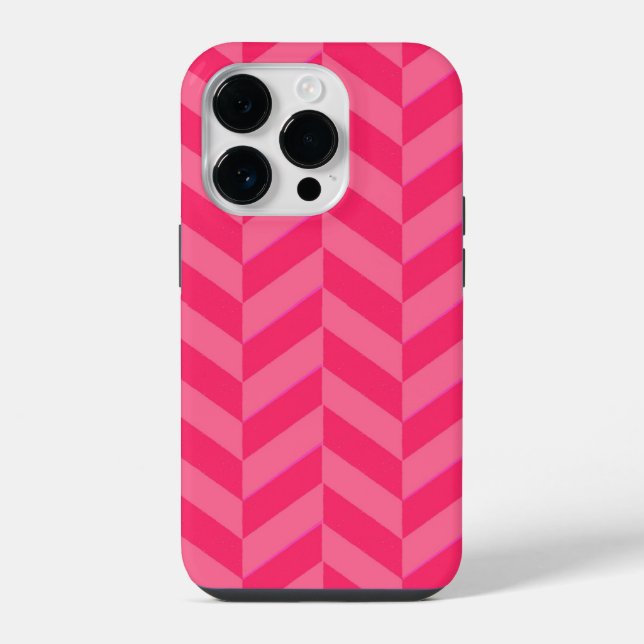 Para iPhone Funda protectora y chic de Chevron rosa (Reverso )