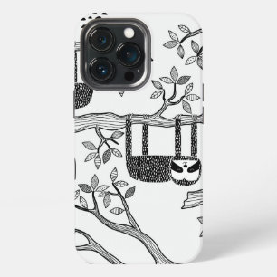 Para iPhone 13 Pro Funda resistente moderna trendy de sloth en blanco