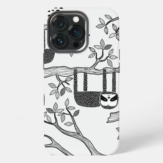 Para iPhone Funda resistente moderna trendy de sloth en blanco (Reverso )