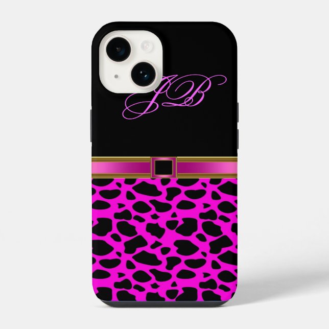 Para iPhone Funda Rosa Salvaje Negro (Reverso )