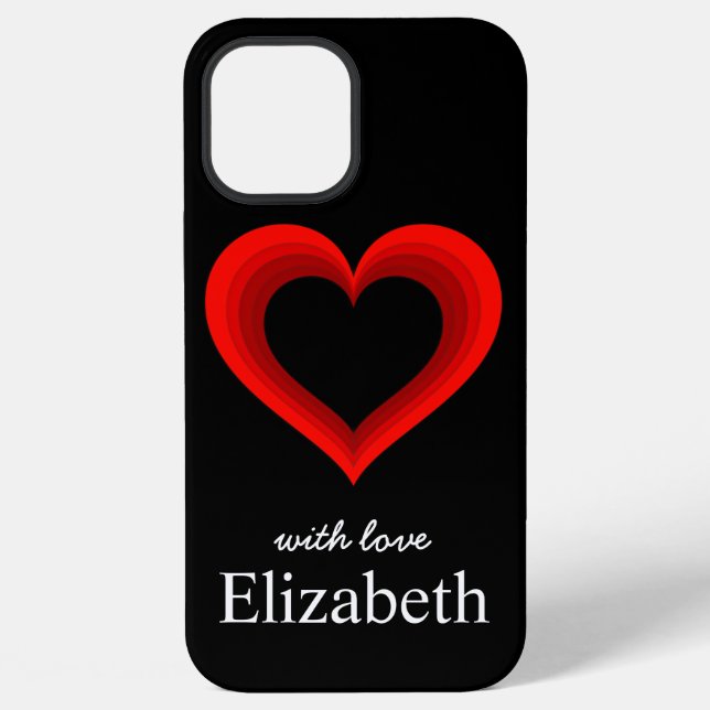 Para iPhone Funda Simple Personalizada Corazón Rojo Negro Case (Reverso )