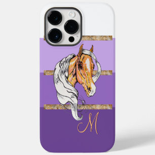 Para iPhone 14 Pro Max La funda Palomino (gradiente púrpura/rayas doradas