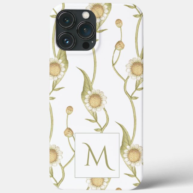 Para iPhone Monograma de Flor de Margarita Case-Mate Funda par (Reverso )