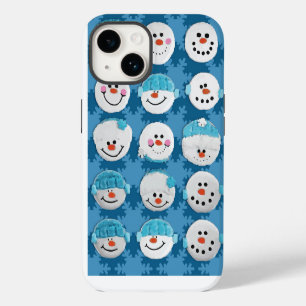 Para iPhone 14 Nieve lindo bebé azul invierno Funda de nieve Mate