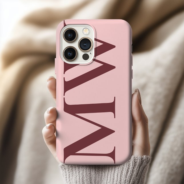 Para iPhone Regalo de funda de teléfono rosa con iniciales per (Custom Initial Name Phone Case – Personalized Case Gift for Her, Mom, Friends, Coworkers & Family)