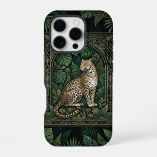 Para iPhone 16 Pro Trono de la Jungla del Leopardo   Funda oscura par
