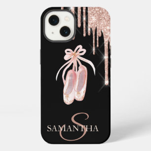 Zapatos de ballet chic rosa oro brillo gotas funda