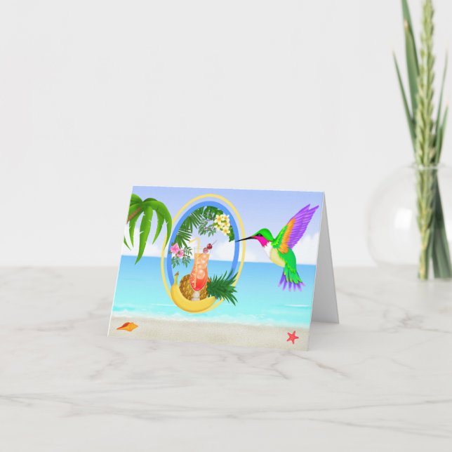 Para J - tarjeta en blanco del paraíso de la playa (Anverso)