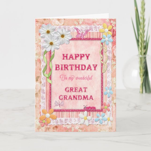 Para la Gran Abuela, tarjeta de cumpleaños de arte (Anverso)