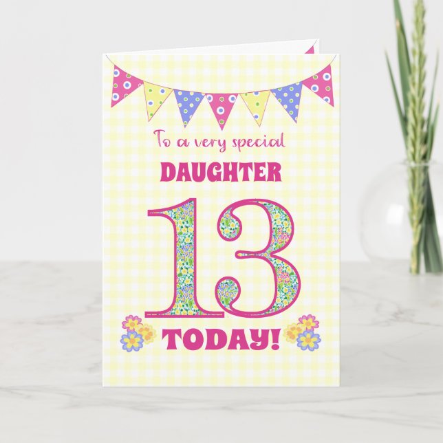 Para la hija 13.ª tarjeta de Bunting Primroses (Anverso)