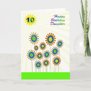 Para la hija de 10 años, una tarjeta de flores fel
