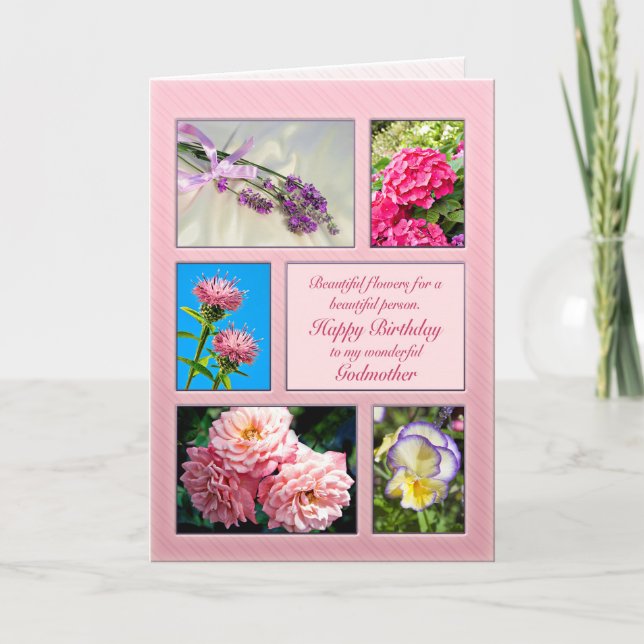 Para la madrina, hermosa tarjeta de cumpleaños de  (Anverso)
