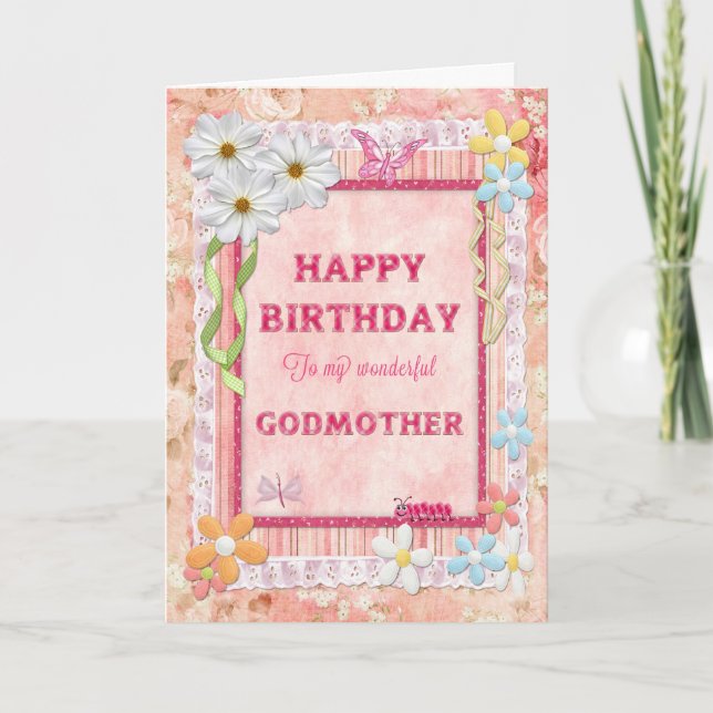 Para la madrina, tarjeta de cumpleaños del arte (Anverso)