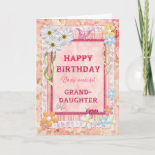 Para la nieta, tarjeta de cumpleaños de artesanía